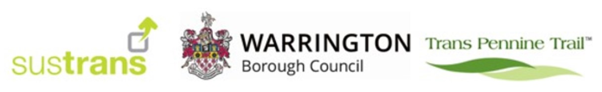 Logo Warrington Borough Council, Sustrans and Trans Pennine Trail