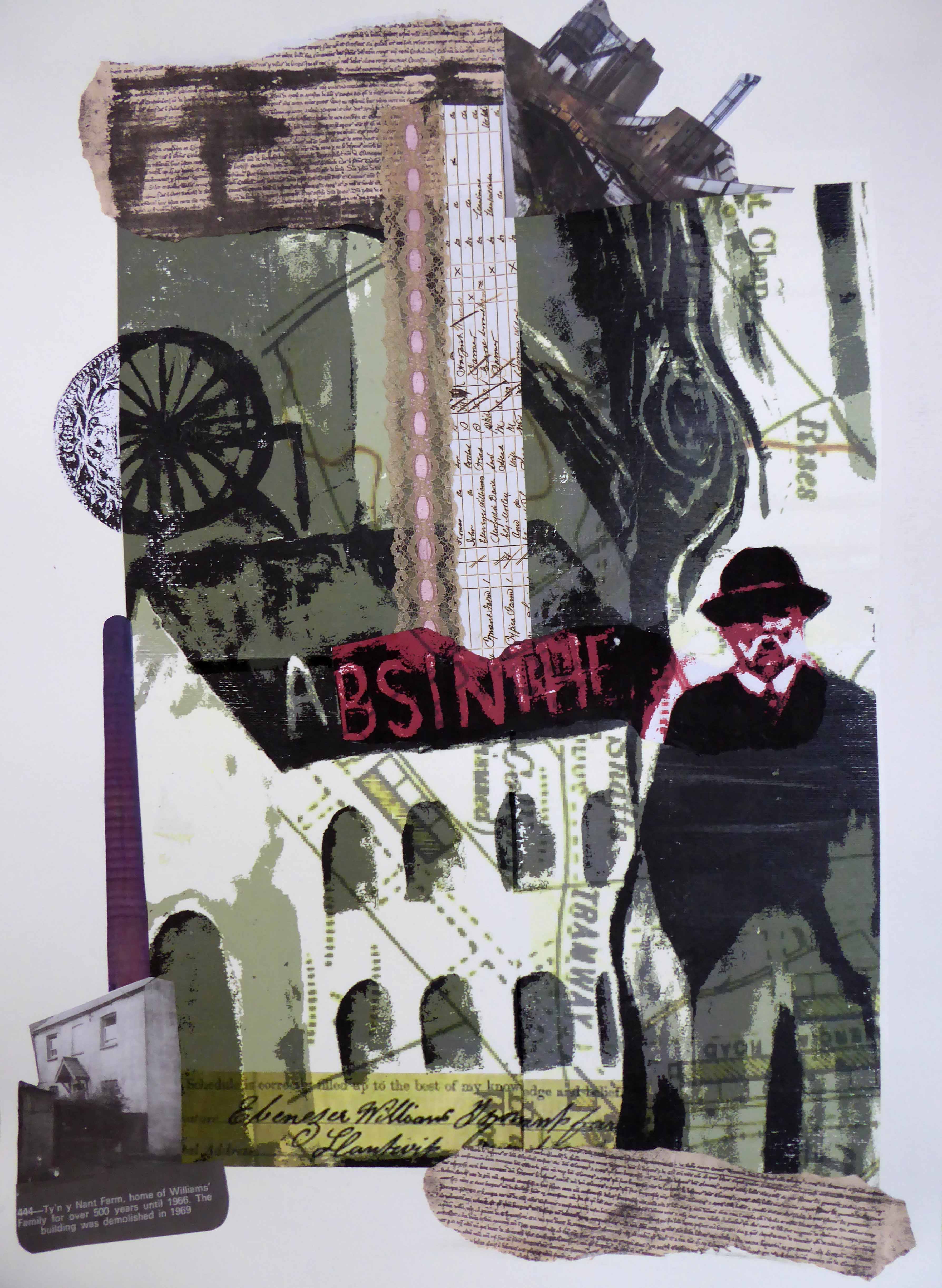 Ebenezer collage and painting