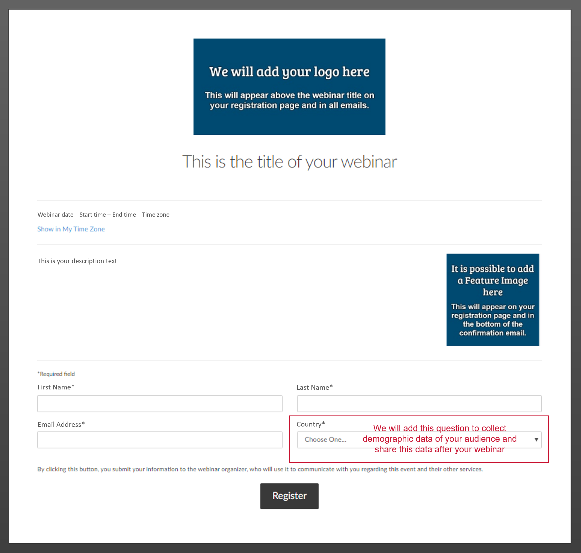 Preview of webinar registration page