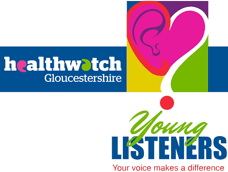 Logos for Young Listeners and Healthwatch Gloucestershire