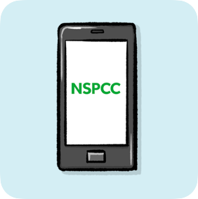 An iPhone showing the NSPCC logo