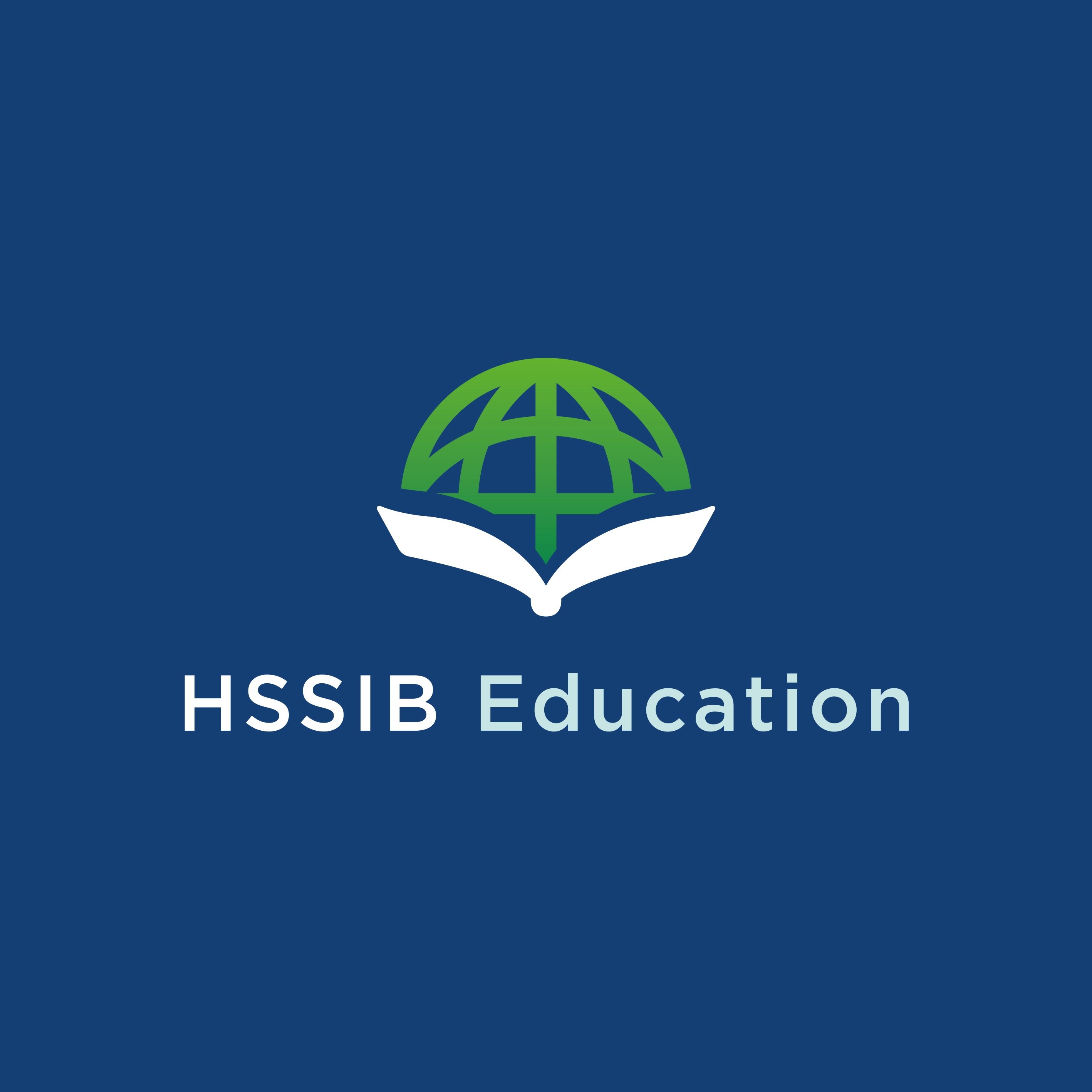 A logo of a globe and a book with the wording HSSIB Education