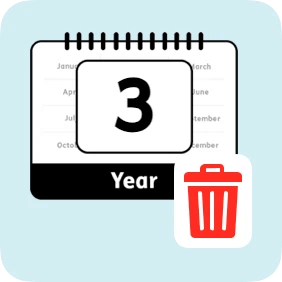 A calendar showing the number two and a red bin next to it